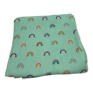 Cloud Island Rainbow Mint Green Flannel Baby Receiving Blanket Cotton